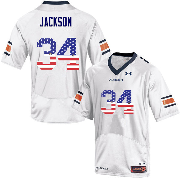 Men's Auburn Tigers #34 Bo Jackson USA Flag Fashion White College Stitched Football Jersey